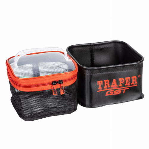 Pojemnik PCV do pelletu Traper GST – czarny 18×18×11 cm