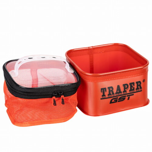 Pojemnik PCV do pelletu Traper GST – czerwony 18×18×11 cm